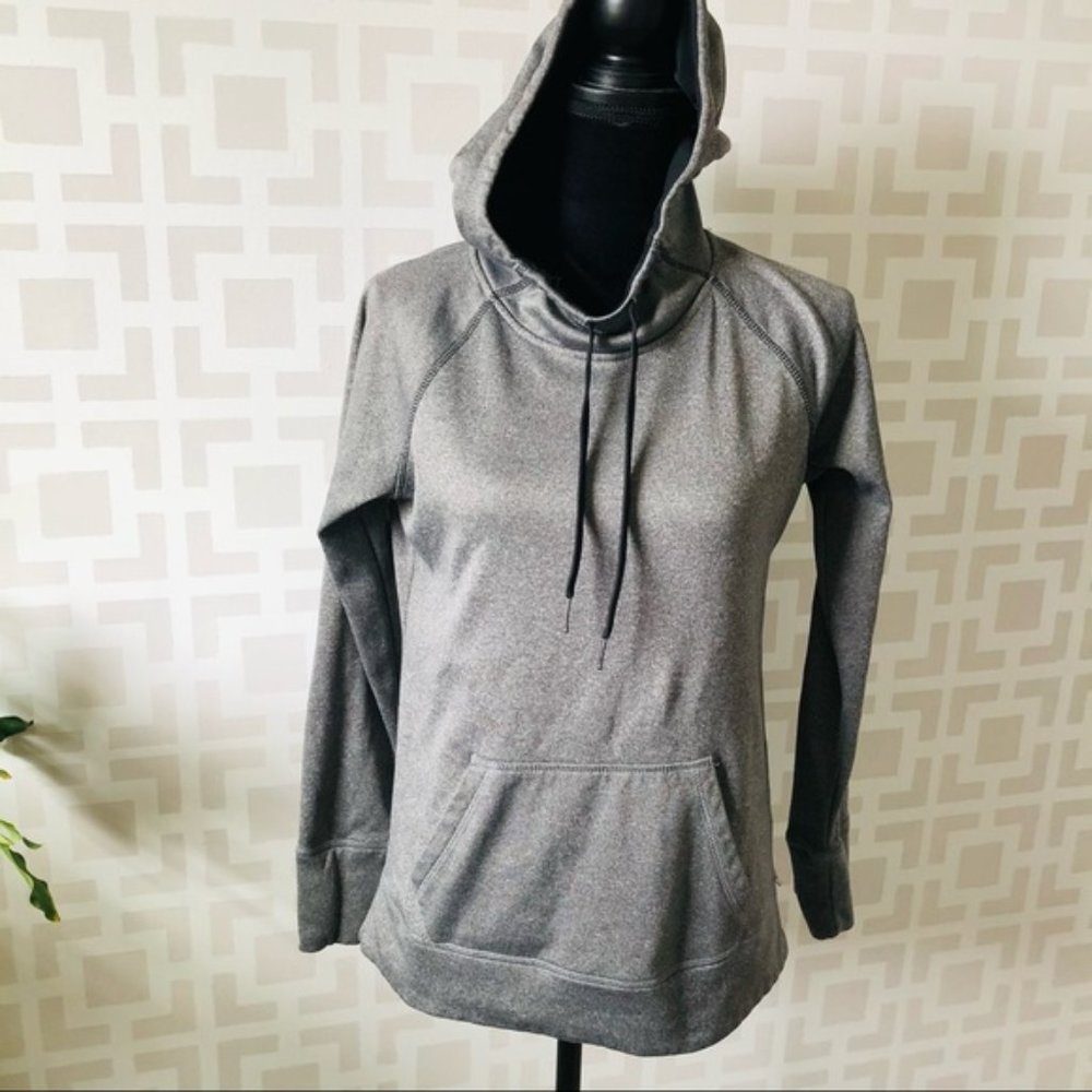 Danskin Now Gray Hooded Long Sleeve Athletic Top S